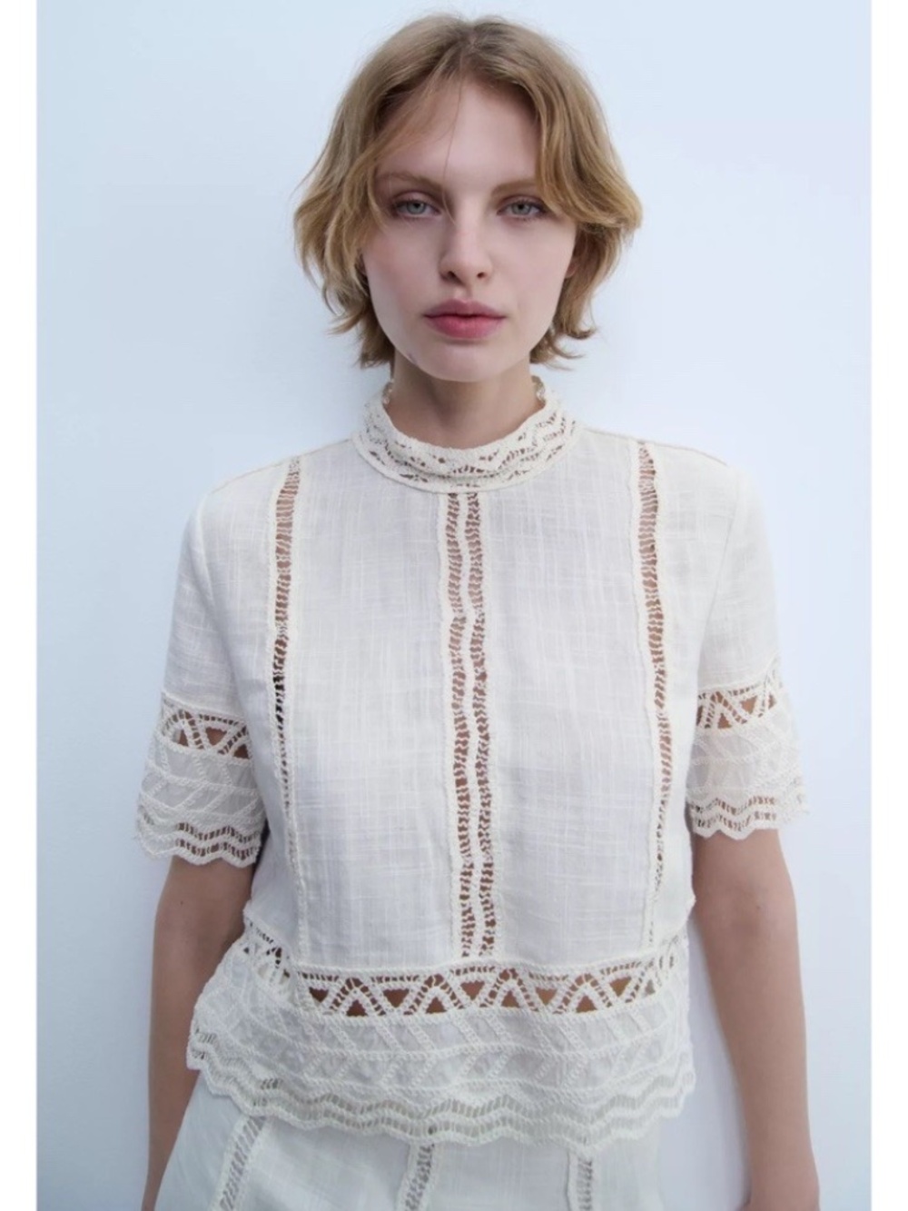 SET OF ZARA OUTFIT $79 SHIRT AND $119 SKIRT CROCHET ZW COLLECTION ECRU - Picture 2 of 12